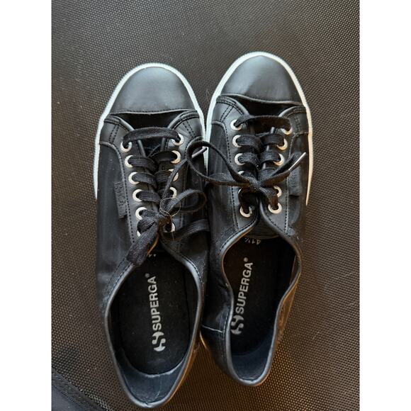 Superga Women's Black Mesh Sneakers, EUC - Picture 1 of 4